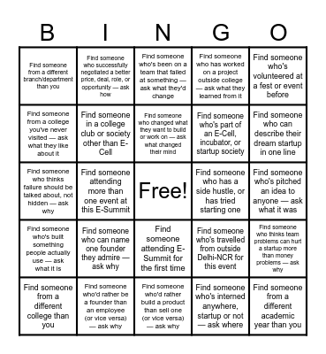 NETWORKING BINGO Card