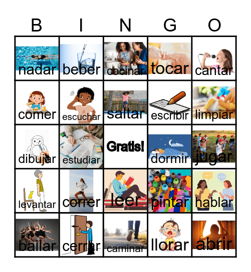 Elite Verbs Bingo Card