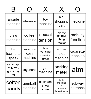 vending machine anime Bingo Card