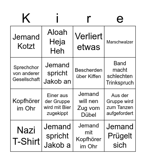 Kirmes Bingo Card
