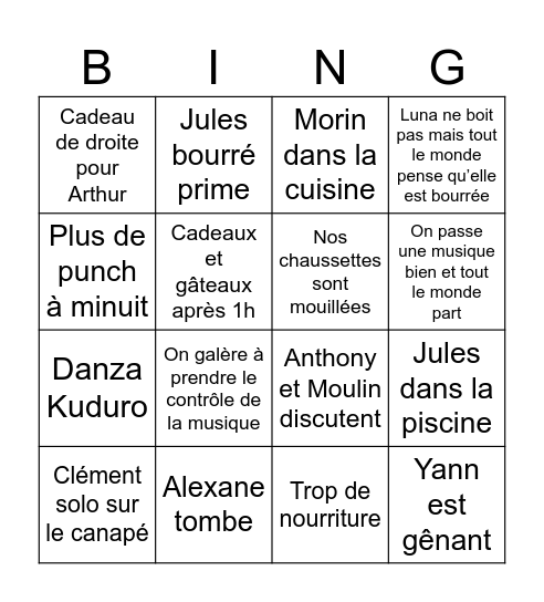 Anniversaire de Jules Bingo Card
