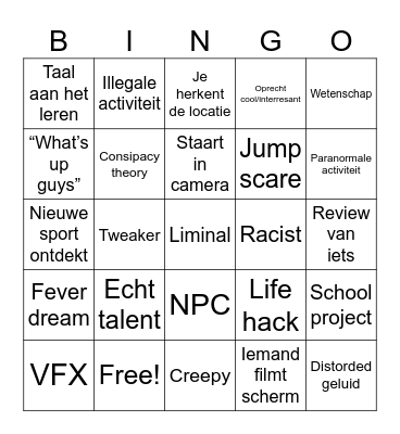RECYCLEBIN BINGOOO Bingo Card