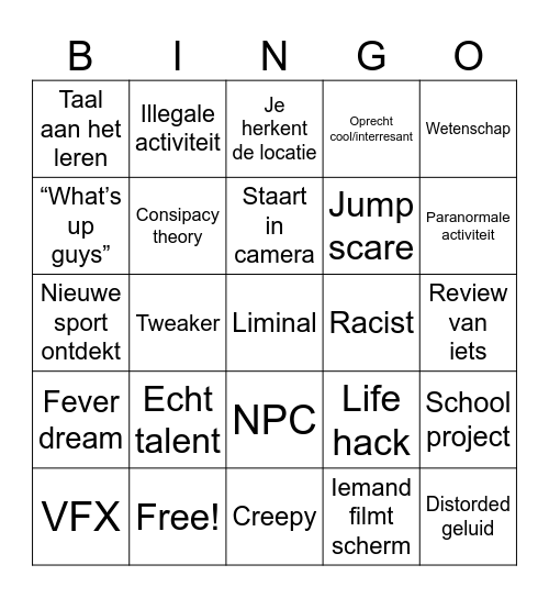 RECYCLEBIN BINGOOO Bingo Card