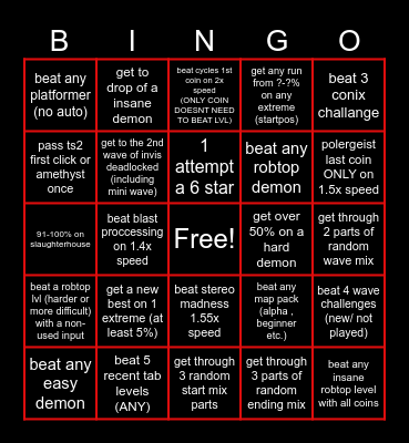 GD BINGO Card