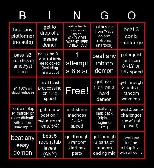 GD BINGO Card