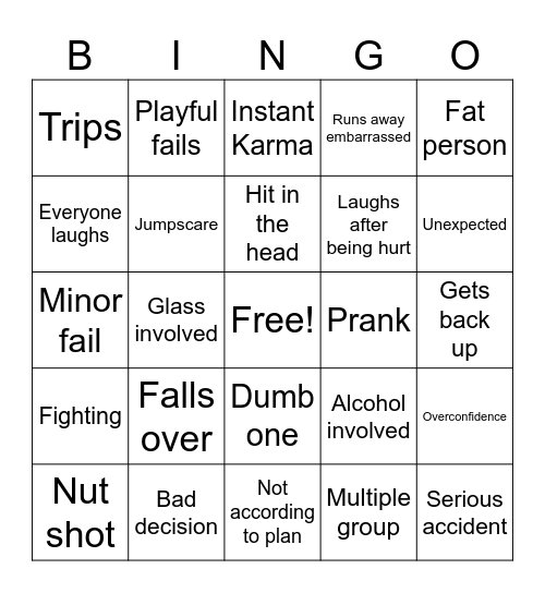 Fails Bingo Card