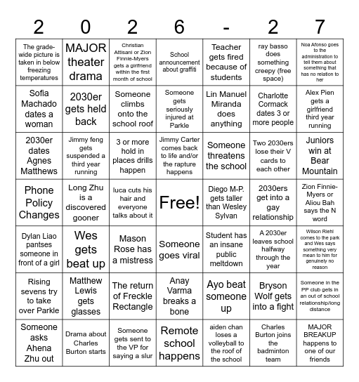 2030 Bingo Card
