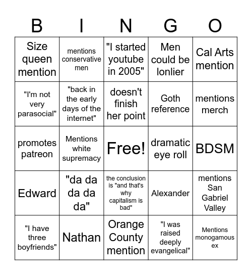 Kat Blaque Bingo Card