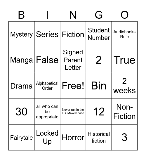 Orientation Bingo Card