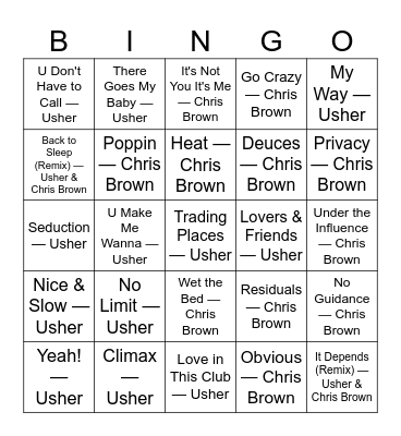 Usher/CB - @andvibe.events Bingo Card