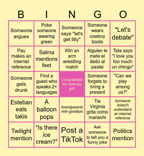 Mariajose's Birthday Bingo! Bingo Card