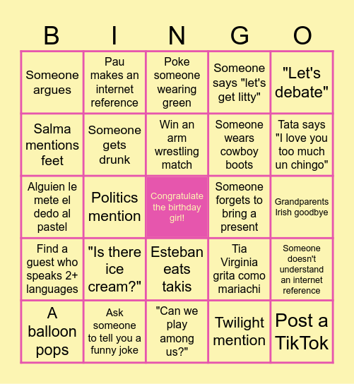 Mariajose's Birthday Bingo! Bingo Card