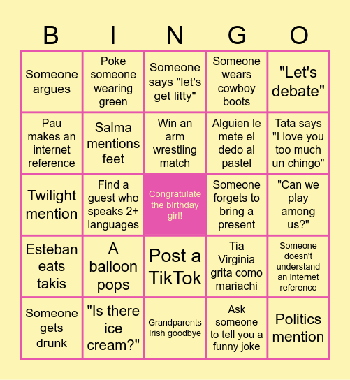 Mariajose's Birthday Bingo! Bingo Card