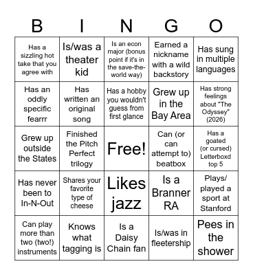Find someone who… Bingo Card