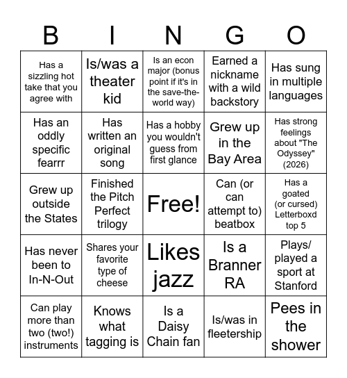 Find someone who… Bingo Card