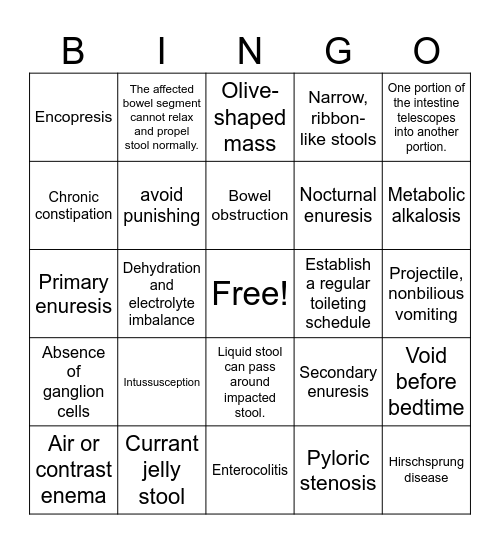 Elimination Bingo Card