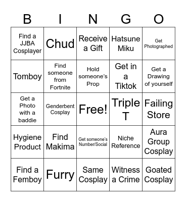 Comic-Con Bingo Card