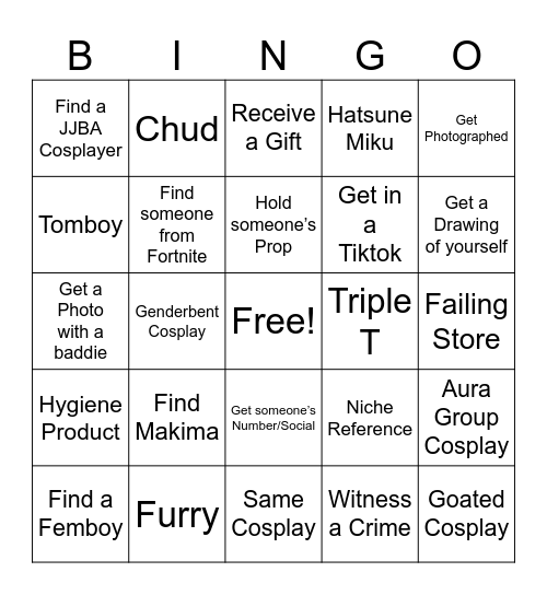 Comic-Con Bingo Card