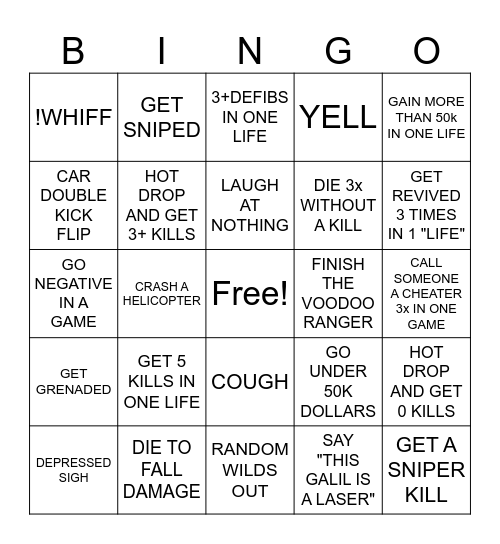 WARDOGS DRUNK Bingo Card