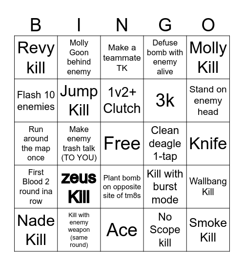 CS2 Bingo Card