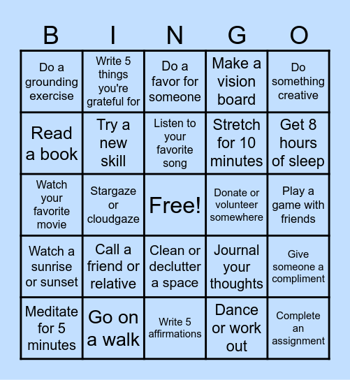 Wellness Bingo! Bingo Card