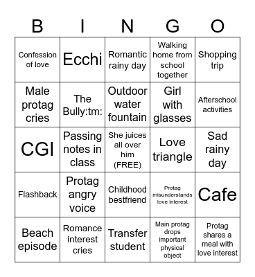 Hellish Anime Bingo Night Bingo Card