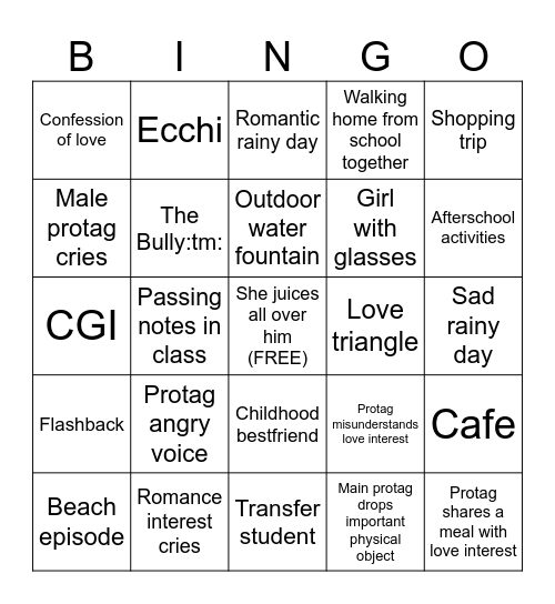 Hellish Anime Bingo Night Bingo Card