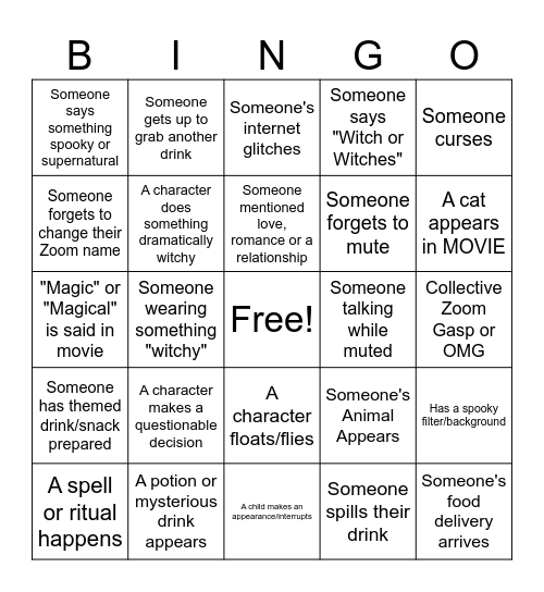 Practical Magic Bingo Card