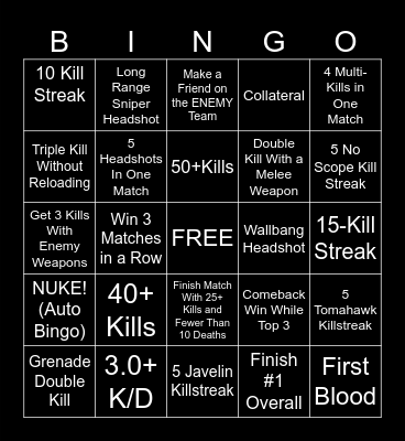 FPS BINGO (HARD) Bingo Card