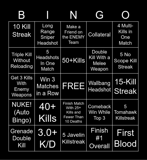 FPS BINGO (HARD) Bingo Card