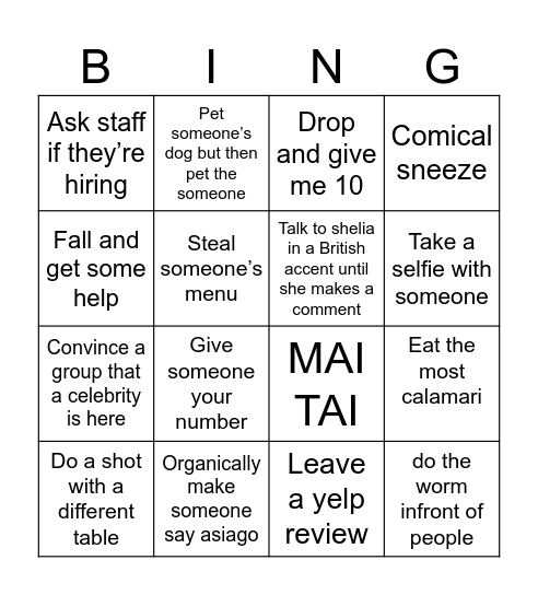 Wind and Sea Bingo Card