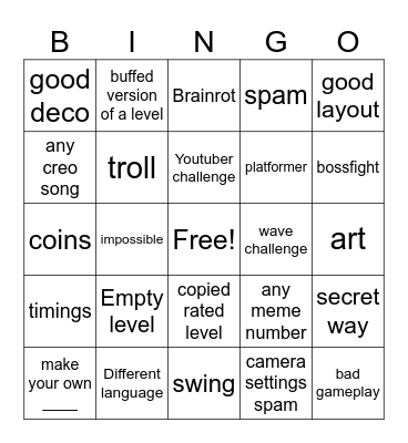 RECENT TAB BINGO Card