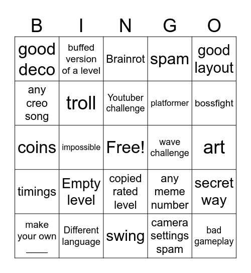 RECENT TAB BINGO Card