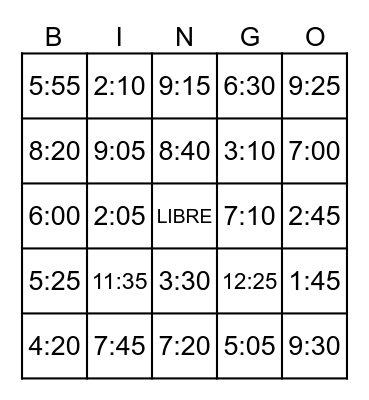 LA HORA Bingo Card