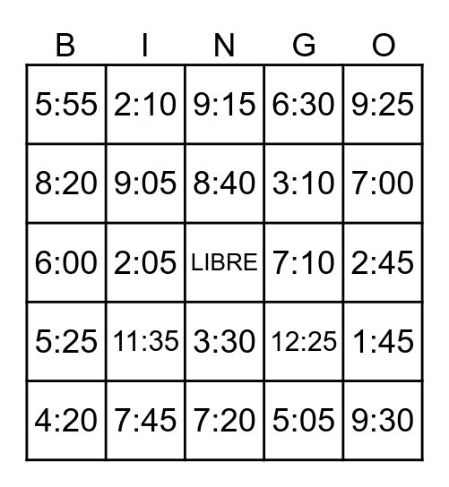 LA HORA Bingo Card