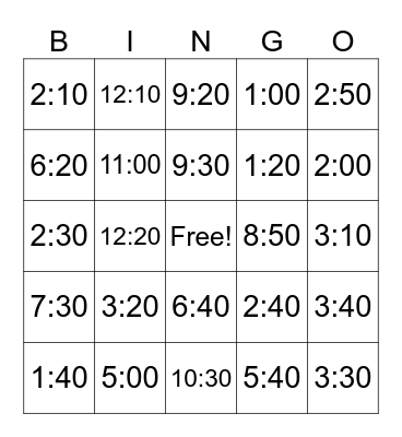 La Hora Bingo Card