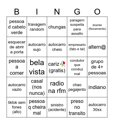busingo Bingo Card