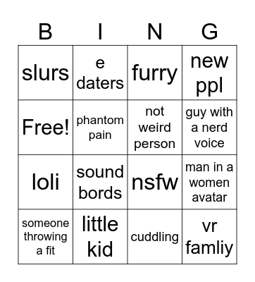 vr chat bingo Card