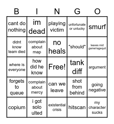 overwatch bingo bongo Bingo Card