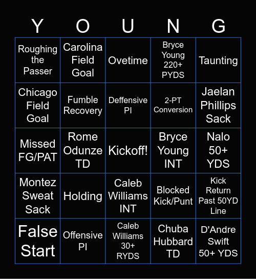 26-27 CAR WK1 Bingo Card