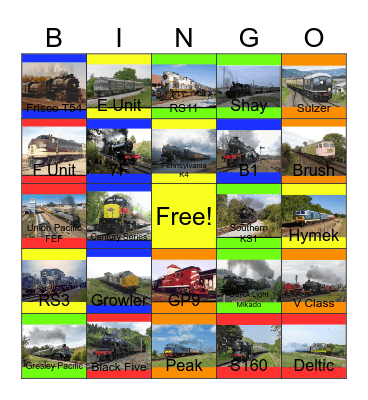 The Illinois Railway Museum Steam Department and other Heritage Railroads that I would like to film while Laurie passed away one day Bingo Card