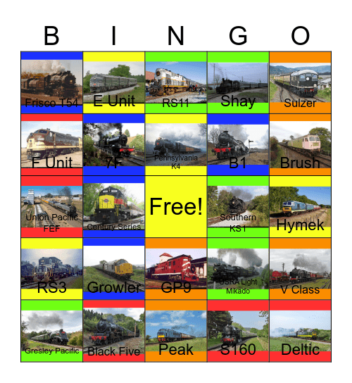 The Illinois Railway Museum Steam Department and other Heritage Railroads that I would like to film while Laurie passed away one day Bingo Card