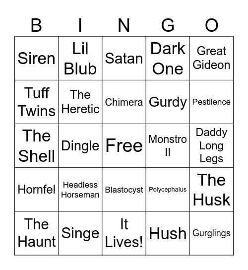 TBOI Boss Bingo Card