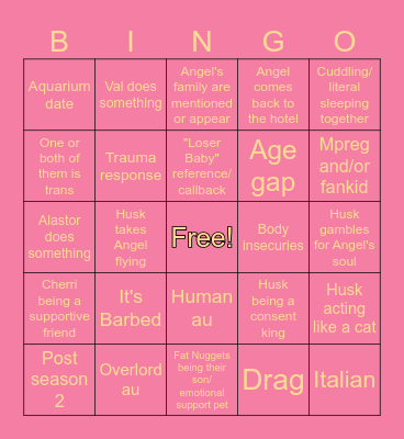 Huskerdust fic bingo Card