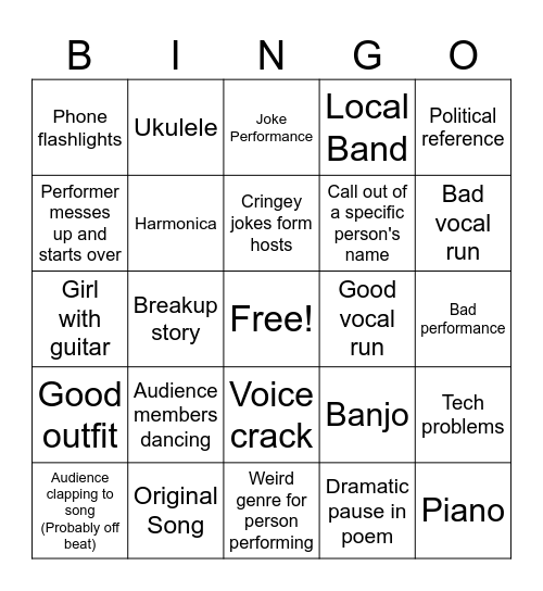 PoBev Bingo Card
