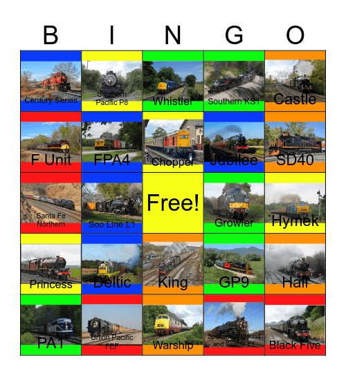 The Norfolk Southern 21st Century Steam Program and other Heritage Railroads that I would like to film while Laurie passed away one day Bingo Card