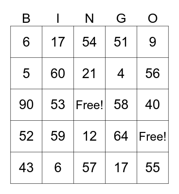 Untitled Bingo Card