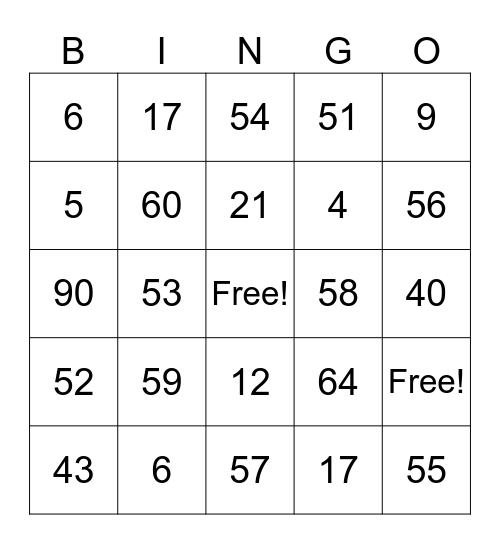 Untitled Bingo Card