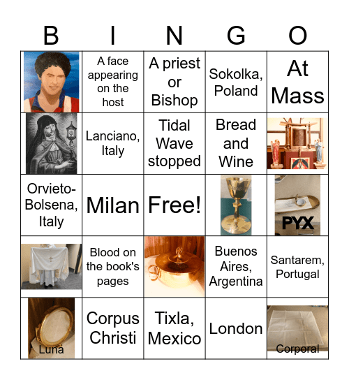 Eucharistic Miracles and Sacred Objects Bingo Card