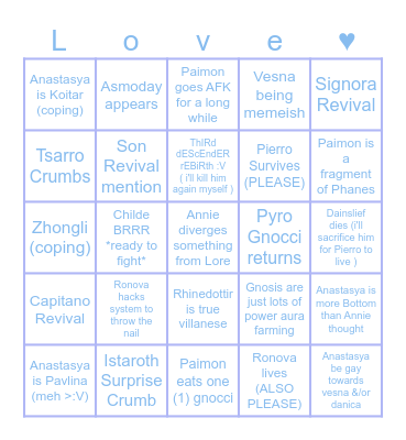Annie Coping for 7.1 Bingo Card